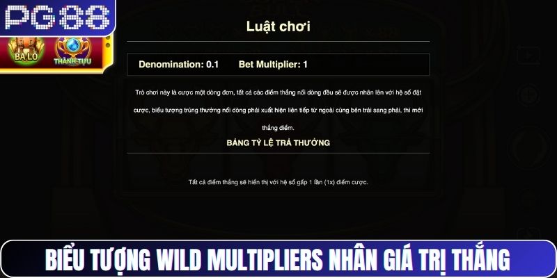 Biểu tượng wild multipliers nhân giá trị thắng