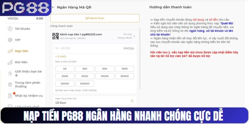 Nạp tiền PG88 ngân hàng nhanh chóng cực dễ