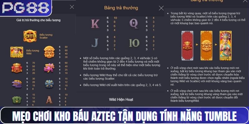 Tận dụng tính năng Tumble - Mẹo chơi kho báu Aztec hay